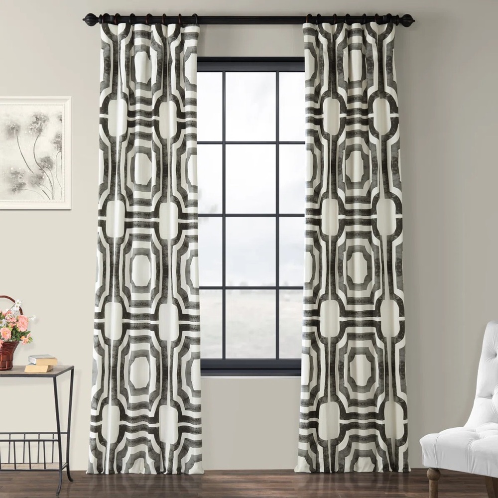 Magari Geometric Cotton Room Darkening Curtains (Designer)